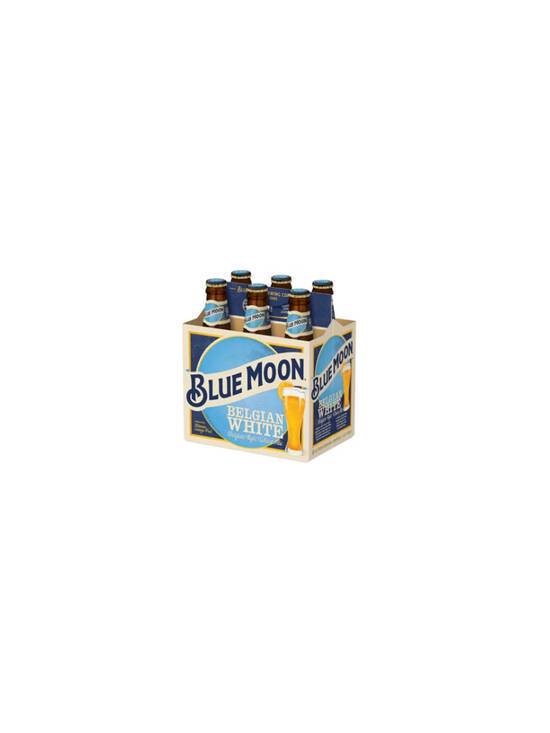 Order Blue Moon Belgian White Ale 6 pk 12 OZ Bottle (5.4 % ABV) food online from Chevron Extramile store, Gilroy on bringmethat.com