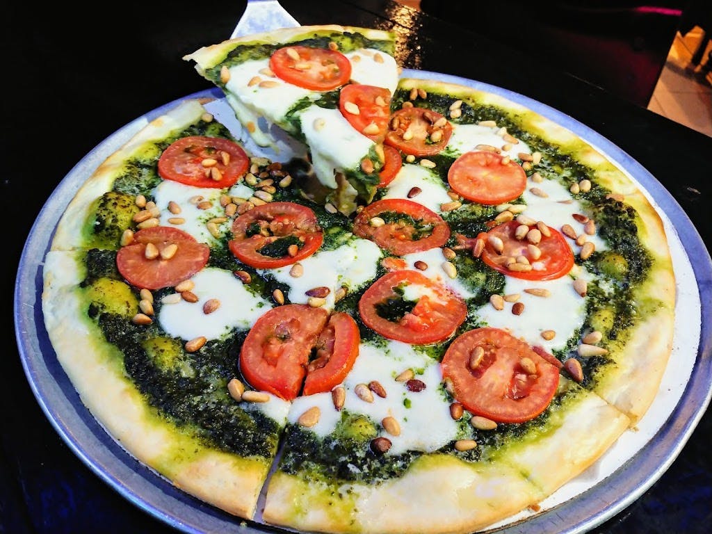 Order Pesto Pizza - Medium 12" food online from Bacino's Pizzeria  store, Chicago on bringmethat.com