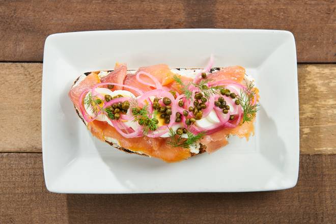 Order Smoked Salmon Toast food online from Toasted Gastrobrunch store, Las Vegas on bringmethat.com