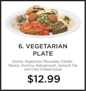 Order 6. Vegetarian Plate food online from Mystic Grill store, La Mesa on bringmethat.com