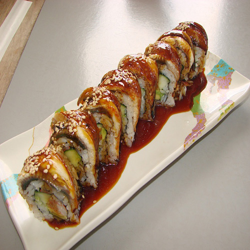Order 8 Pieces Black Dragon Roll food online from Sakura Hibachi & Poke Bowl store, Upper Marlboro on bringmethat.com