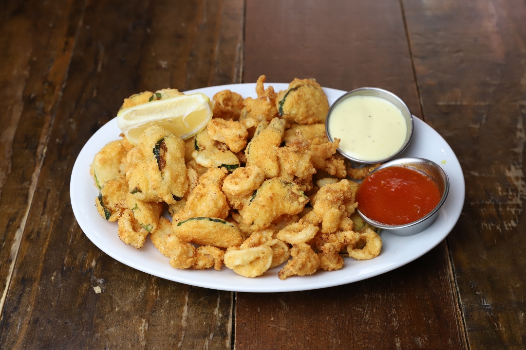 Order Potato Crusted Calamari food online from Plank Seafood Provisions store, Omaha on bringmethat.com