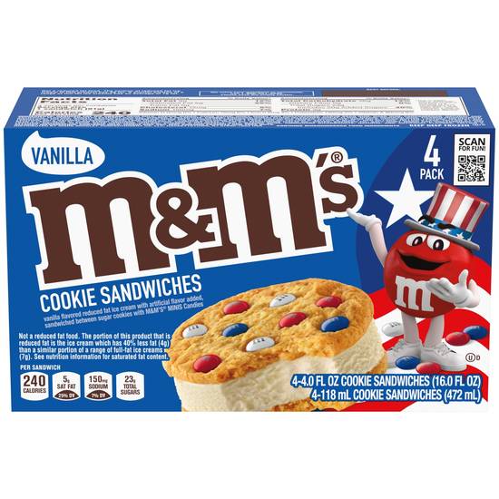 Order M&M's Vanilla Ice Cream Cookie Sandwiches, 4 CT food online from CVS store, Tulsa on bringmethat.com
