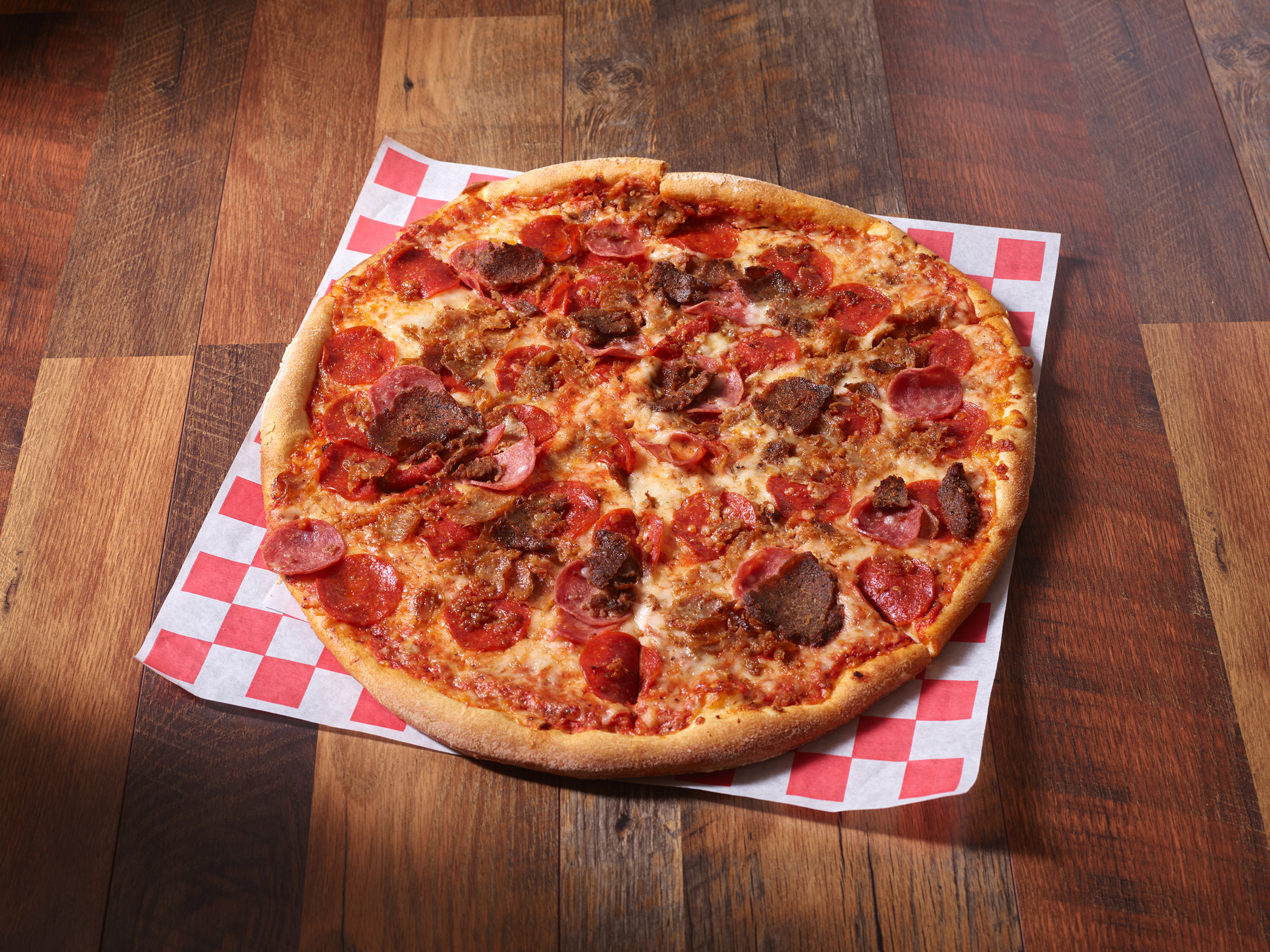 Order Meat Lovers Pizza food online from Famous Ray's Pizza store, Glendale on bringmethat.com