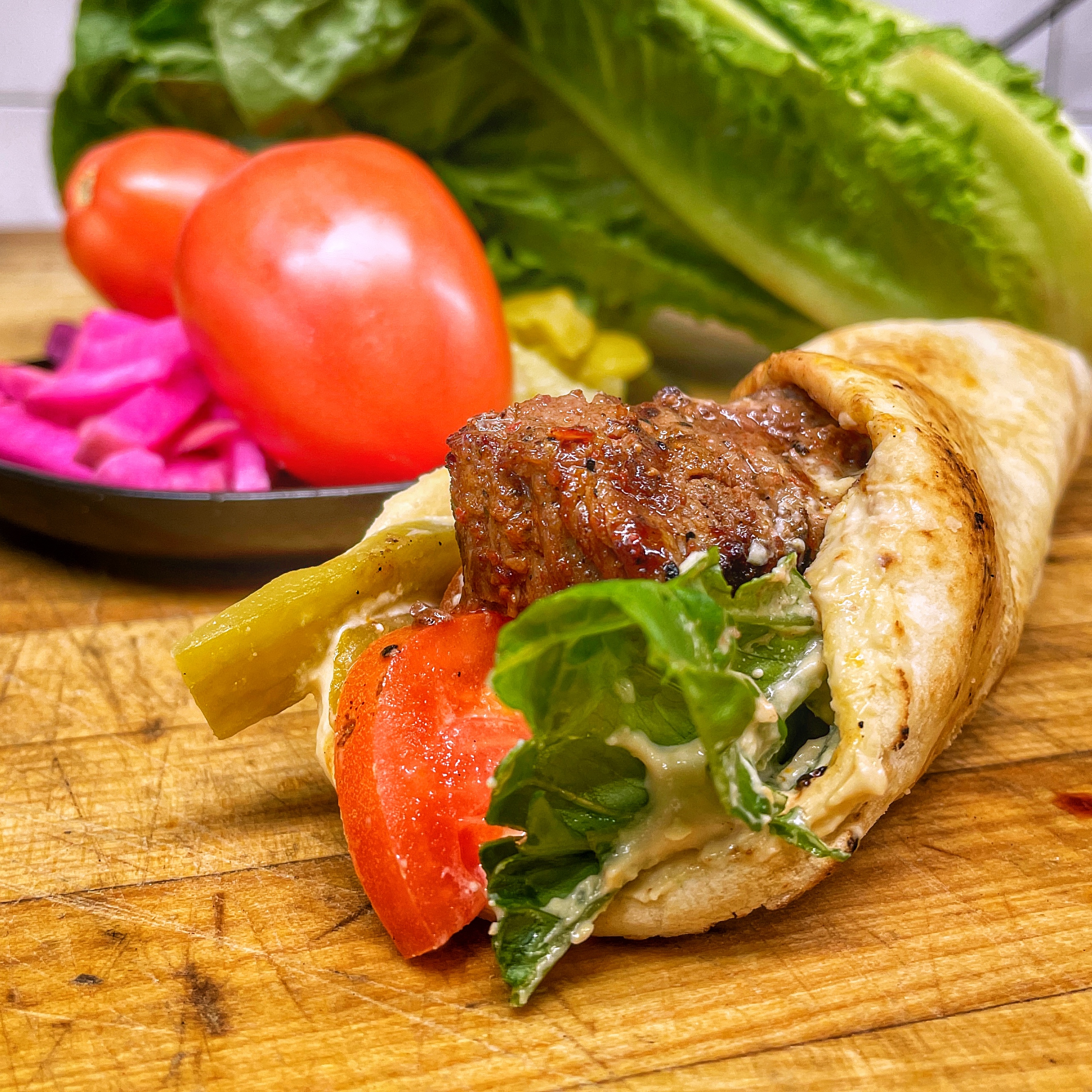 Order Beef Kabob Wrap food online from Ani Takeout store, Belmont on bringmethat.com