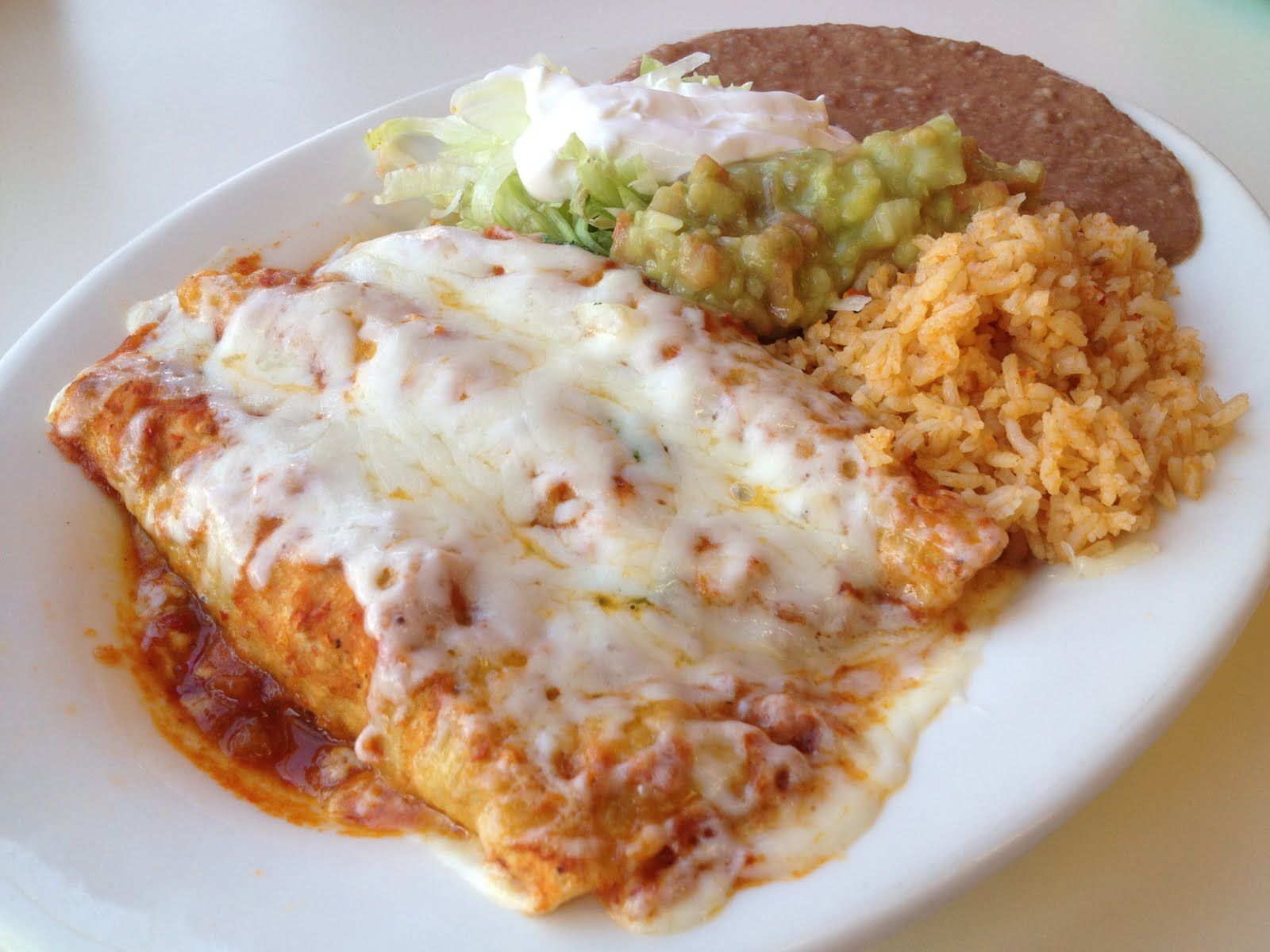 Order Enchilada + Rice & Beans Plate food online from My Taco House store, Modesto on bringmethat.com