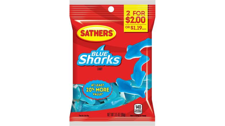 Order Sathers 2 For $2 Gmmllo Blue Sharks Candy food online from Aldan Sunoco store, Aldan on bringmethat.com