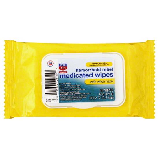 Order Rite Aid Pharmacy Medicated Wipes for Hemorrhoid Relief with Witch Hazel (48 ct) food online from Rite Aid store, PITTSBURGH on bringmethat.com
