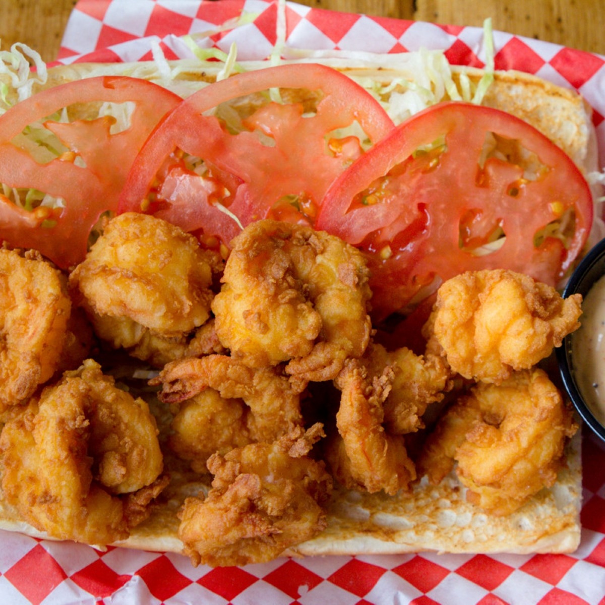 Order Shrimp Po Boy food online from Pete's Seafood And Sandwich store, San Diego on bringmethat.com