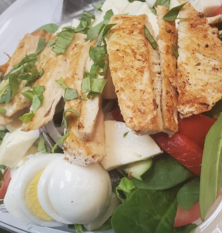 Order Caprese Salad (Pictured with chicken added) - Salad food online from Buffalo House store, Philadelphia on bringmethat.com