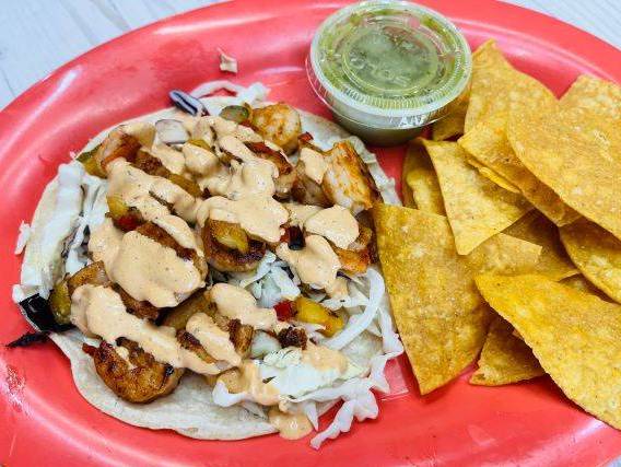 Order San Lucas Shrimp Taco food online from Una Mas Mexican Grill store, Sunnyvale on bringmethat.com