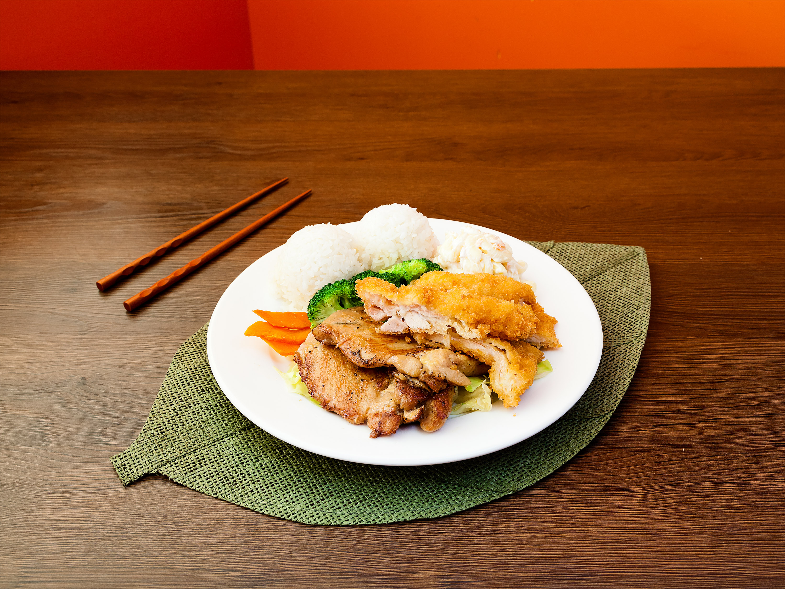Order BBQ Chicken and Katsu Combo Plate food online from Sunshine Hawaiian Bbq store, Vallejo on bringmethat.com