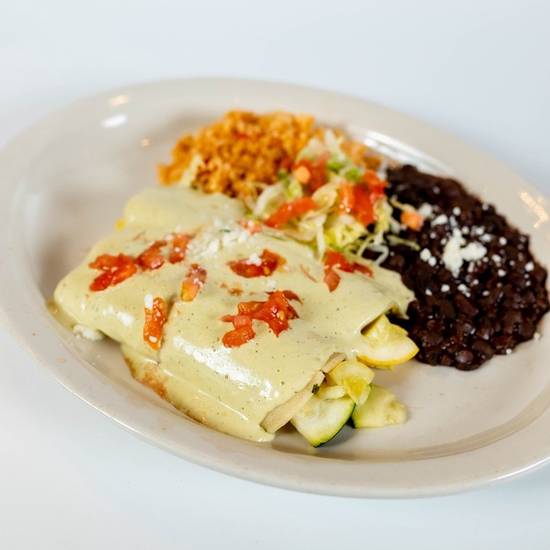 Order Veggie & Avocado Enchilada Plate food online from El Fenix store, Mesquite on bringmethat.com
