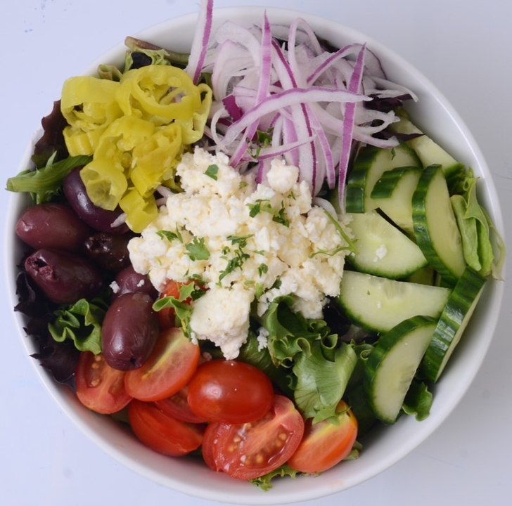 Order Greek Salad food online from Pita Mediterranean Street Food store, Alpharetta on bringmethat.com