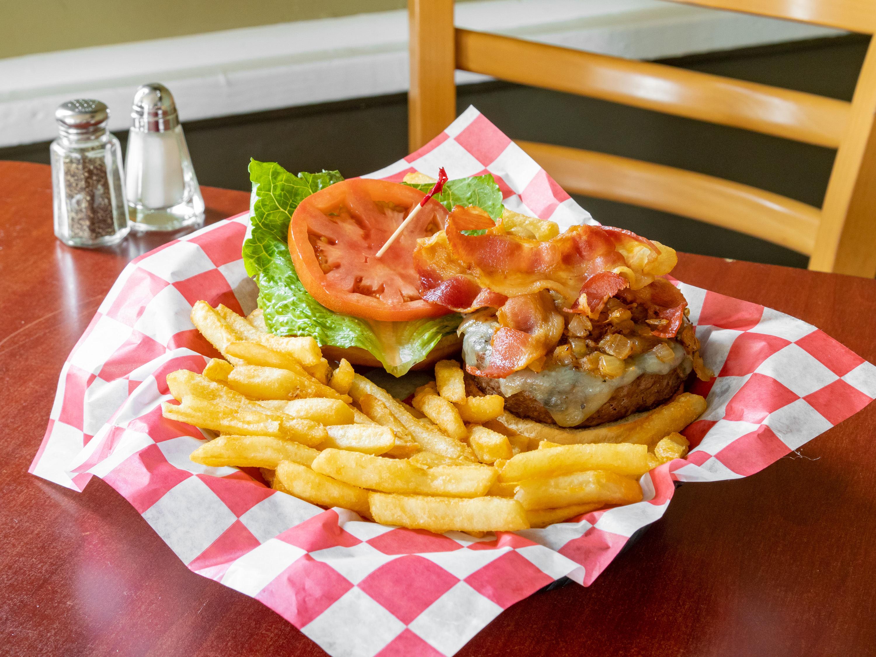 Order Black and Bleu Burger  food online from Sharky Wings & Raw Bar store, Phillipsburg on bringmethat.com
