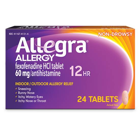 Order Allegra 12 Hour Allergy Relief Tablets Prescription Strength 60mg (24 ct) food online from Rite Aid store, Greenville on bringmethat.com