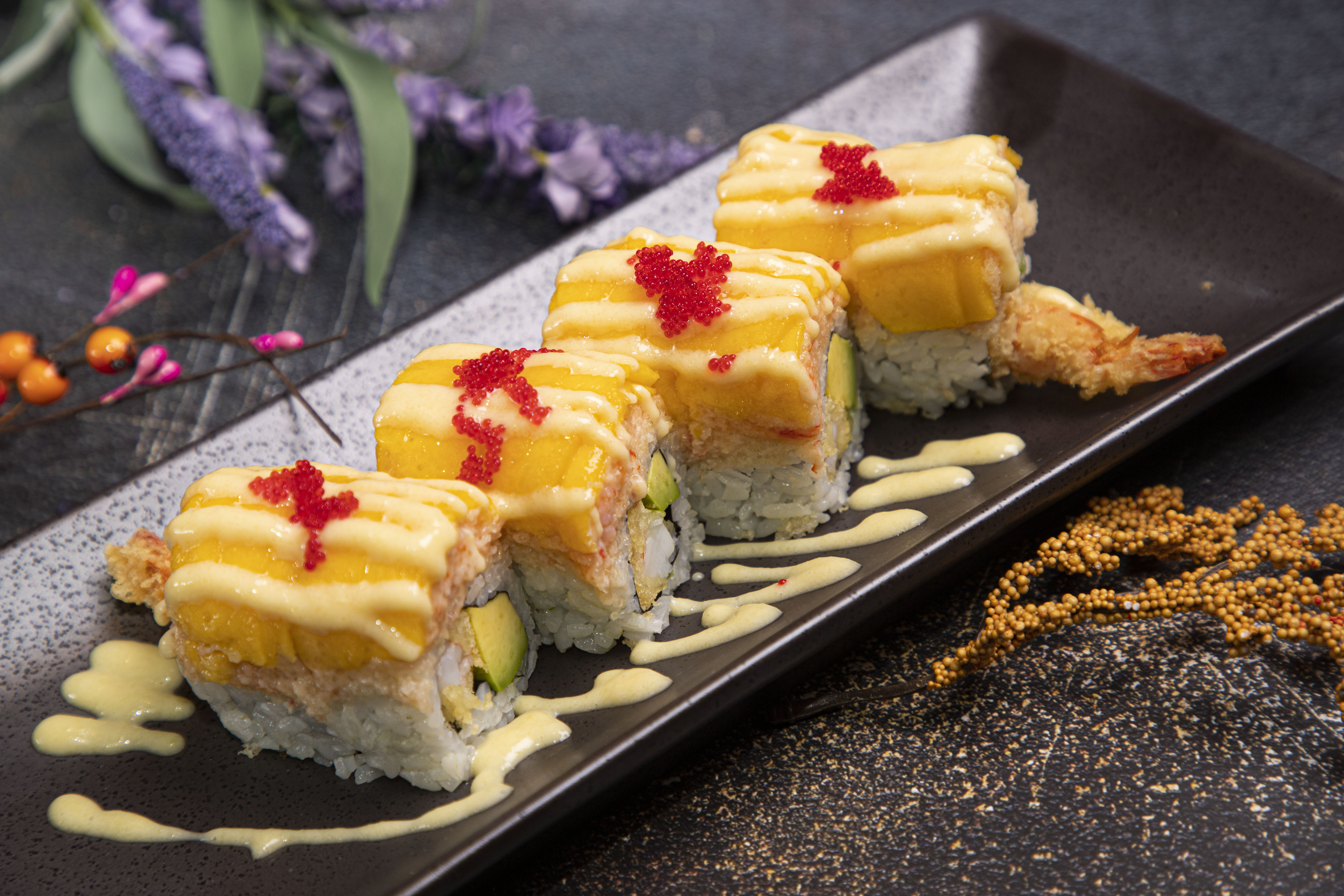 Order 15. Mango Madness Special Roll food online from Jc Sushi & Chinese Restaurant store, Phoenix on bringmethat.com