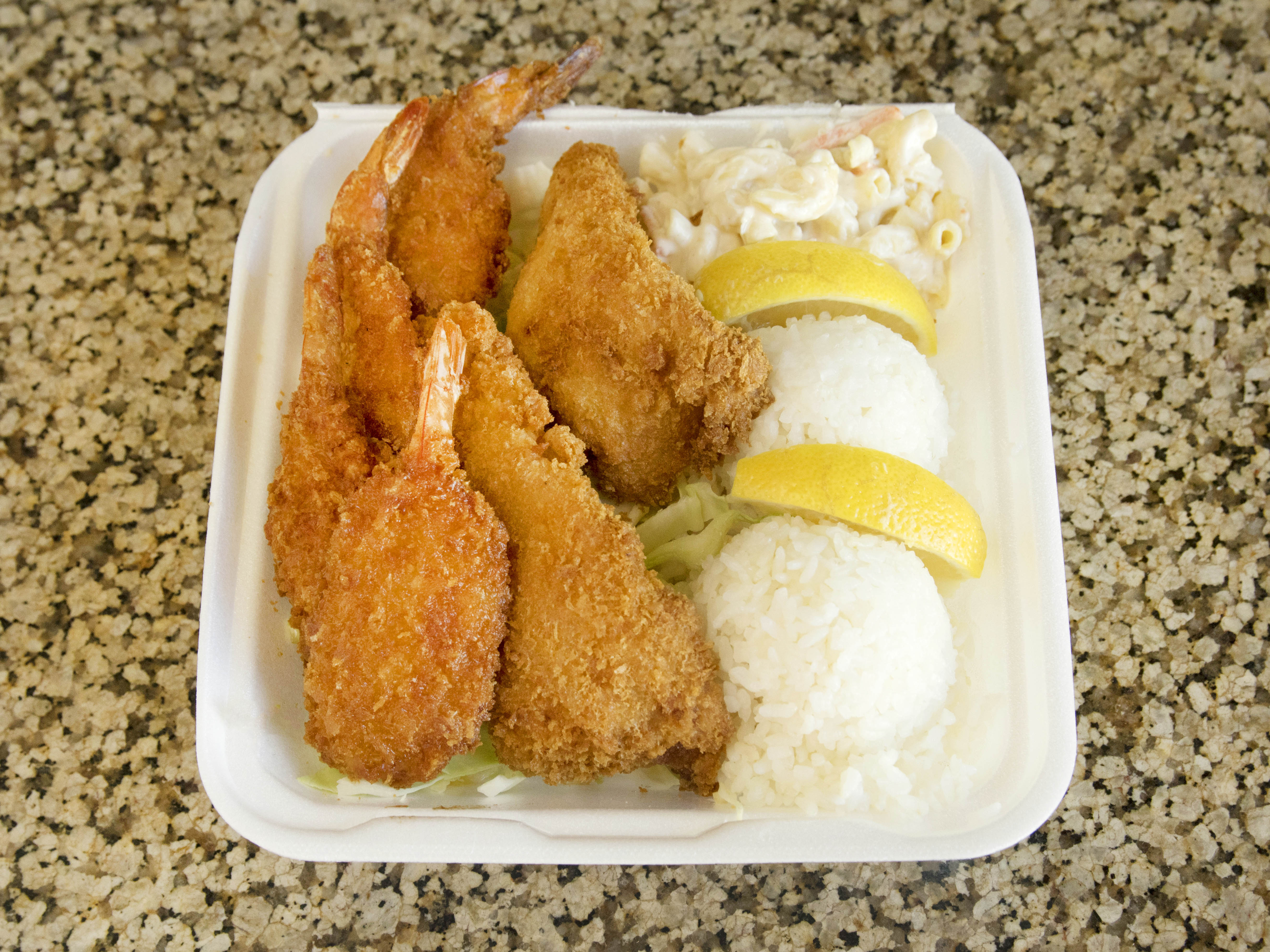 Order Seafood Combo Platter food online from L&L Hawaiian Bbq store, Santee on bringmethat.com