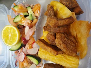 Order Yuca Frita con Chicharron food online from El Metapaneco store, Wilmington on bringmethat.com