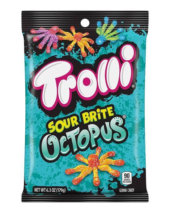 Order Trolli Sour Brite Octopus Peg (5 oz) food online from Huck Market store, Mt Zion on bringmethat.com