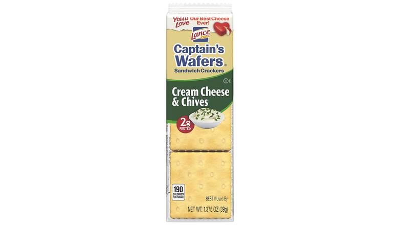 Order Lance Captain'S Wafers Cream Cheese & Chives Crackers 1.37 oz food online from Valero Food Mart store, Murrayville on bringmethat.com