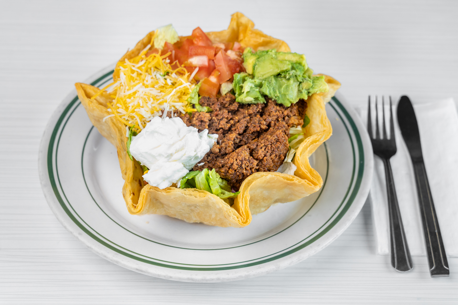 Order Taco Salad with Ground Beef food online from Goody Cafe store, Palm Desert on bringmethat.com