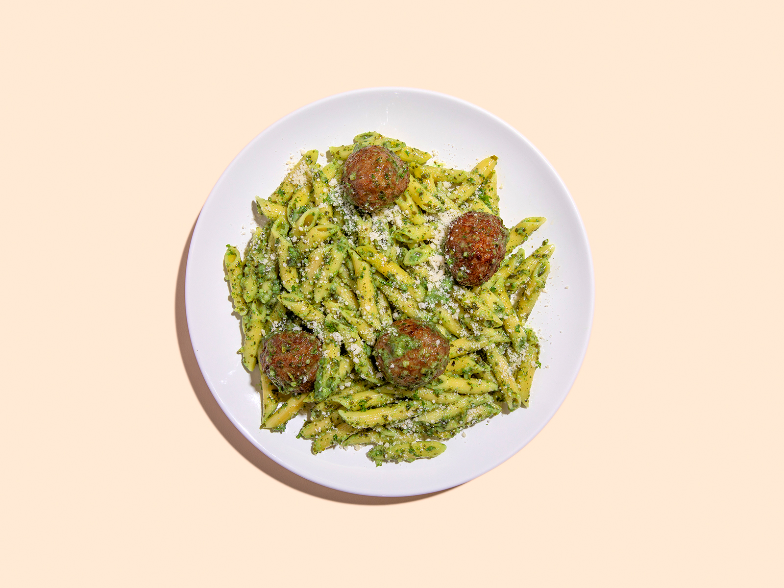 Order Penne Pesto with Meatballs food online from Ma Meatballs store, Los Angeles on bringmethat.com