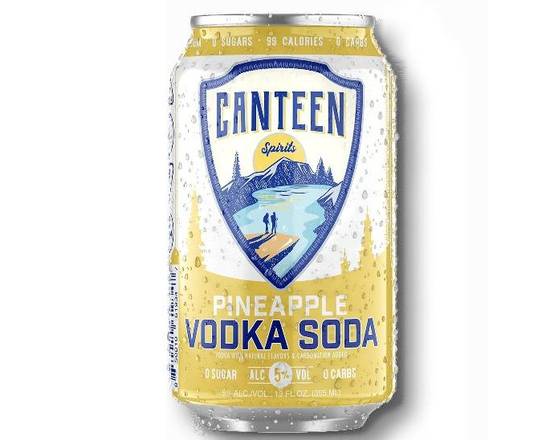 Order Canteen Soda Vodka Pineapple, 4pk 12oz can (5.0% ABV) food online from Cold Spring Liquor store, Liberty Hill on bringmethat.com