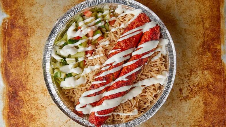 Order Kofta Kabab Over Rice food online from Naz's Halal Food store, North Babylon on bringmethat.com