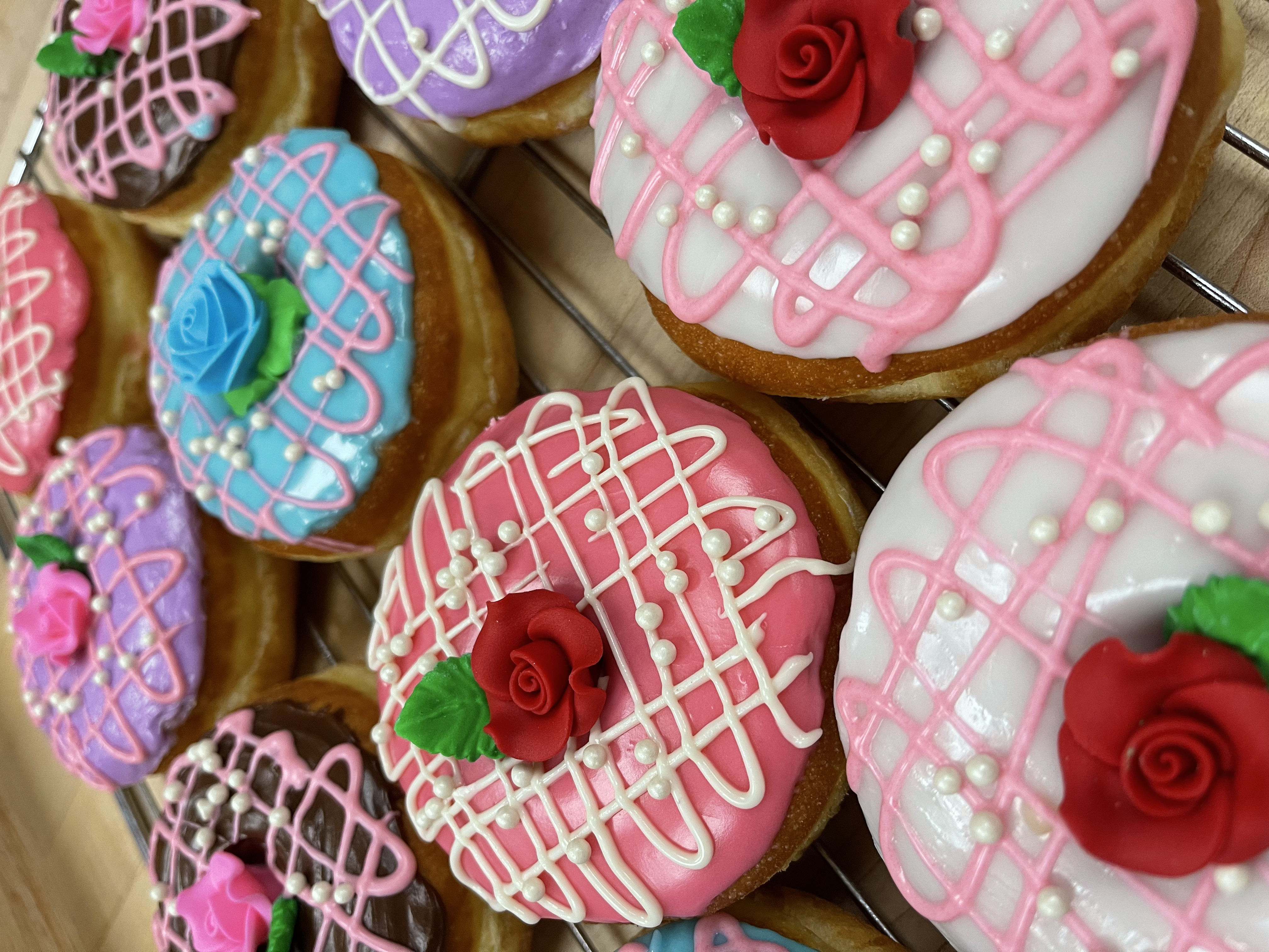 Order 1 Dozen Valentines Donuts food online from Jc Donuts store, Aliso Viejo on bringmethat.com