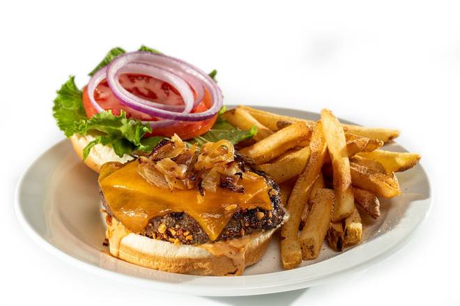 Order SMOKY MEMPHIS-STYLE BLENDED CHEESEBURGER† food online from Glory Days Grill store, Brentsville on bringmethat.com