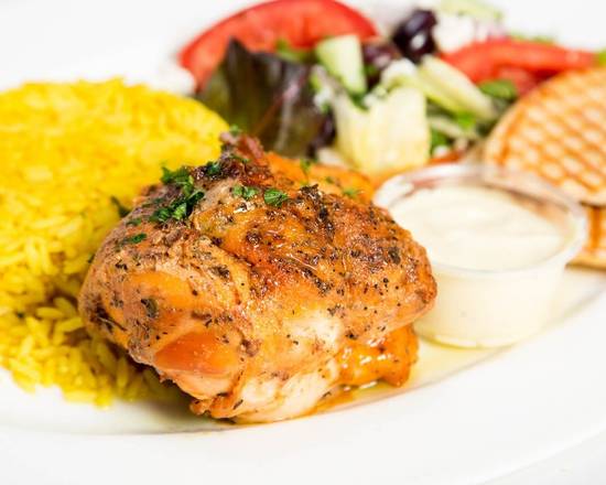 Order 1/4 Chicken with 2 Sides food online from George's Greek Grill-Fig at 7th store, Los Angeles on bringmethat.com