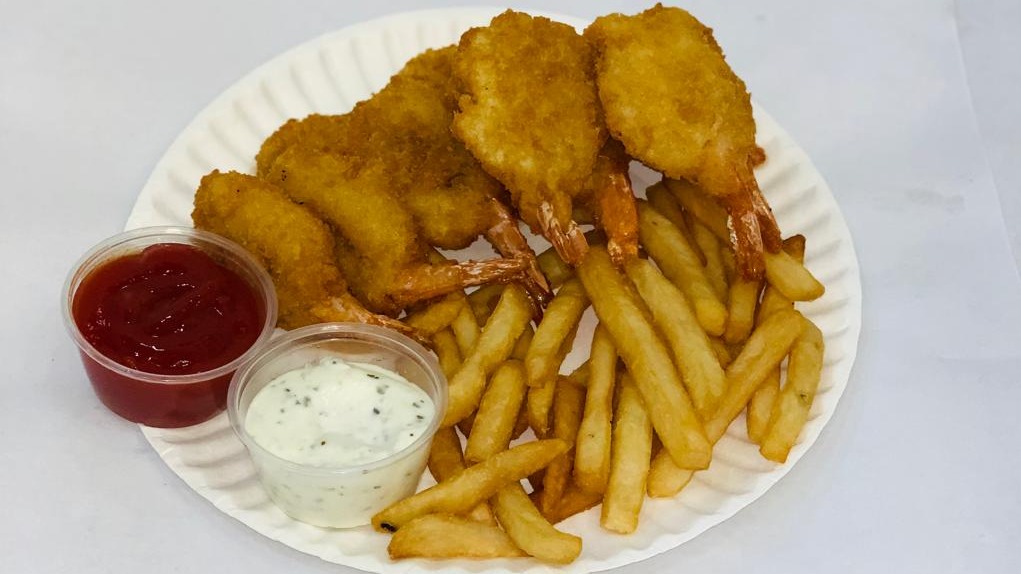 Order Butterfly Shrimps (10 Pcs with Fries) food online from NY Famous Deli store, Bronx on bringmethat.com