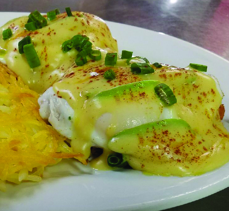 Order Baja Benedict Breakfast food online from Quinn Restaurant & Lounge store, Boise on bringmethat.com