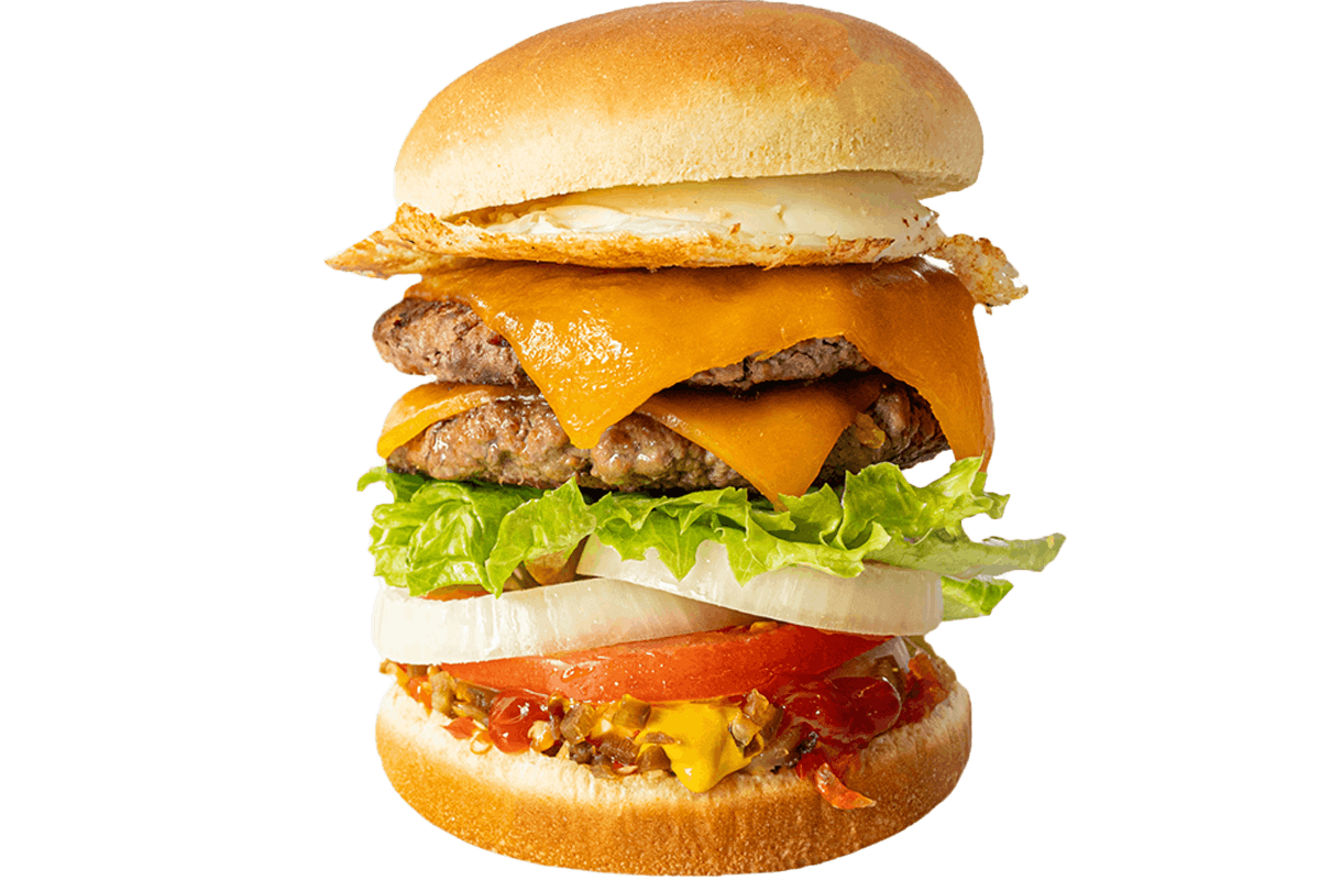 Order Double 100% Grass-Fed Organic Beef Burger food online from Elevation Burger store, Port Chester on bringmethat.com