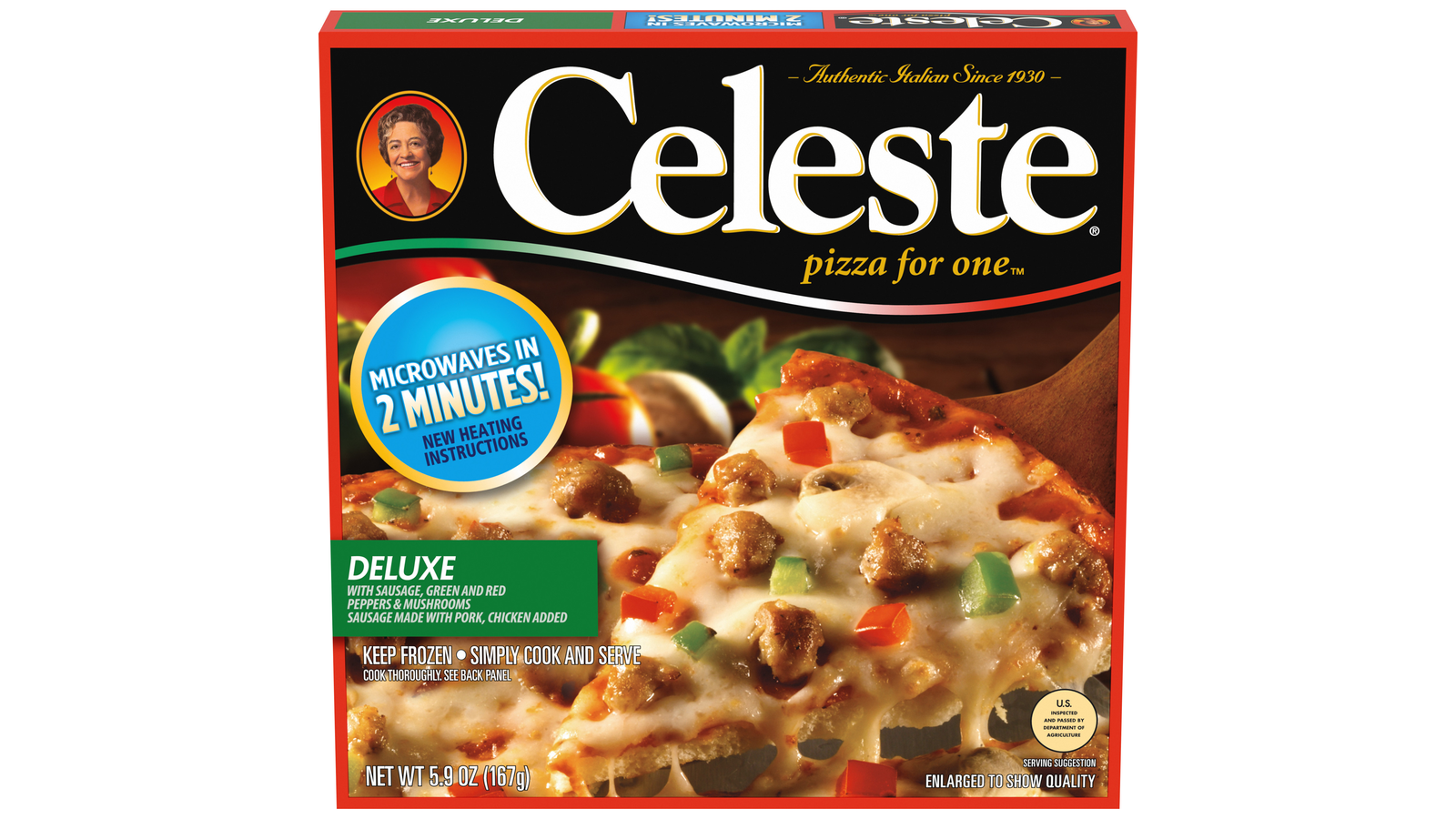 Order Celeste Deluxe Pizza For One, Individual Microwavable Frozen Pizza, 5.9 Oz. food online from Lula Convenience Store store, Evesham on bringmethat.com