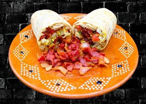 Order Breakfast Bacon Burrito food online from RIVAS MEXICAN GRILL store, Fort Mohave on bringmethat.com