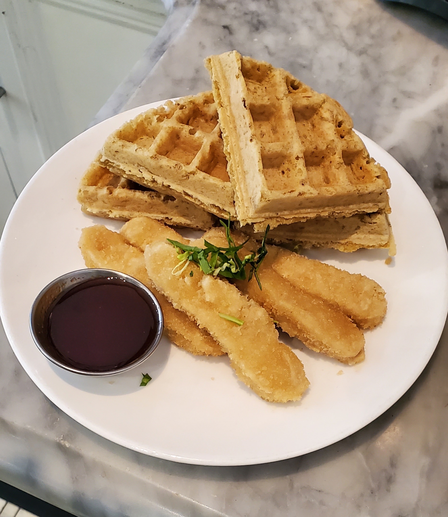 Order Chickn & Waffles - Plant Based food online from Wattle Cafe store, New York on bringmethat.com