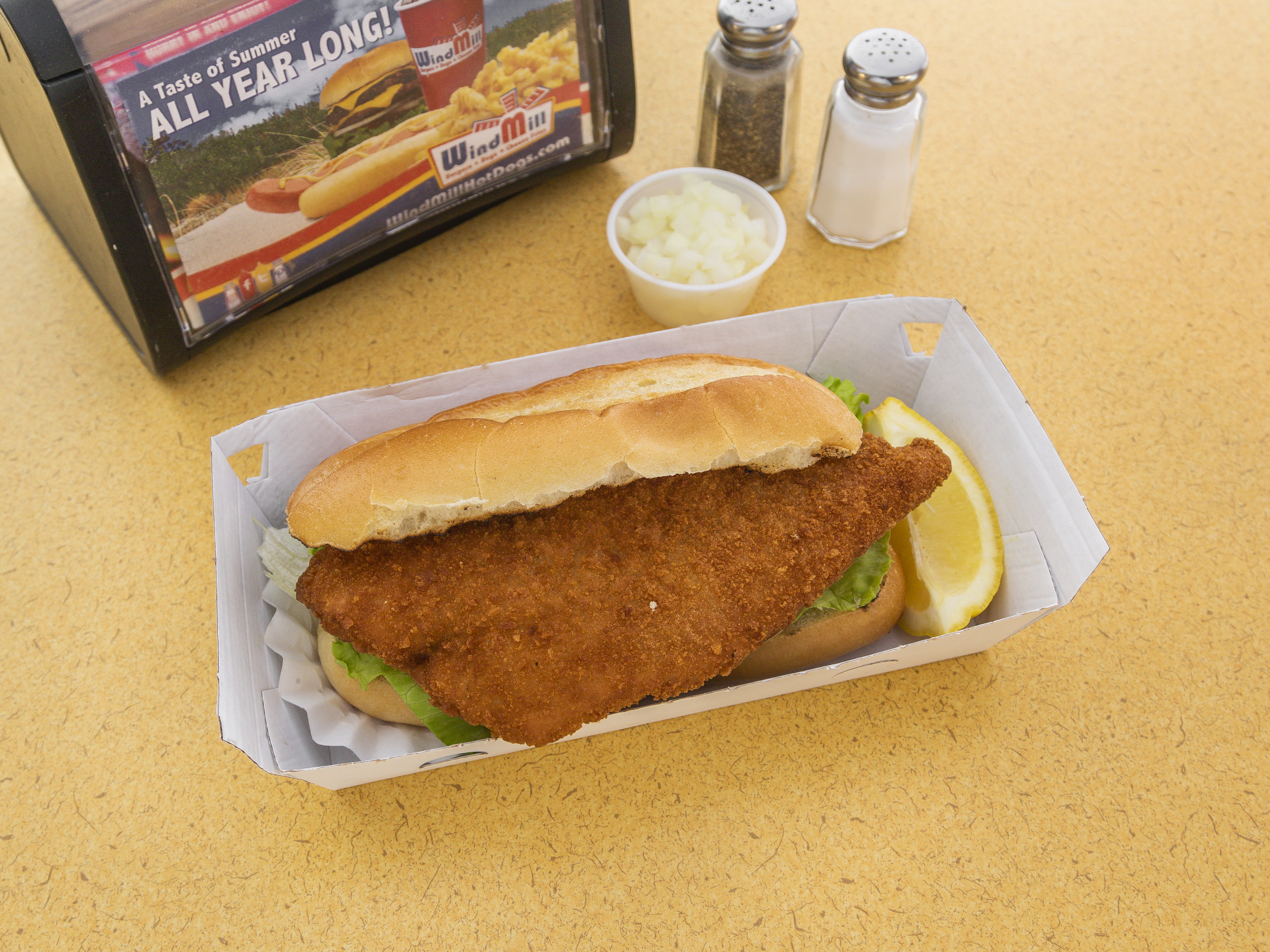 Order Fried Filet of Flounder Sandwich food online from Windmill Gourmet Fast Foods store, Long Branch on bringmethat.com
