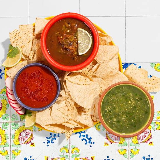 Order Trio of Salsas food online from La Pina Cantina Mexican Grill store, Chicago on bringmethat.com