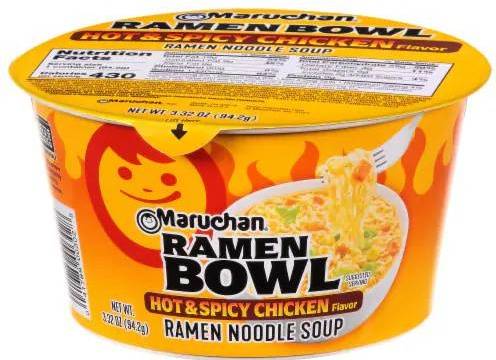 Order Maruchan Bowl Noodle Hot And Spicy Chicken food online from Exxonmobil store, Dallas on bringmethat.com