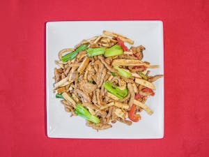 Order D11. Shredded Pork with Baked Tofu food online from Spicy House store, San Diego on bringmethat.com