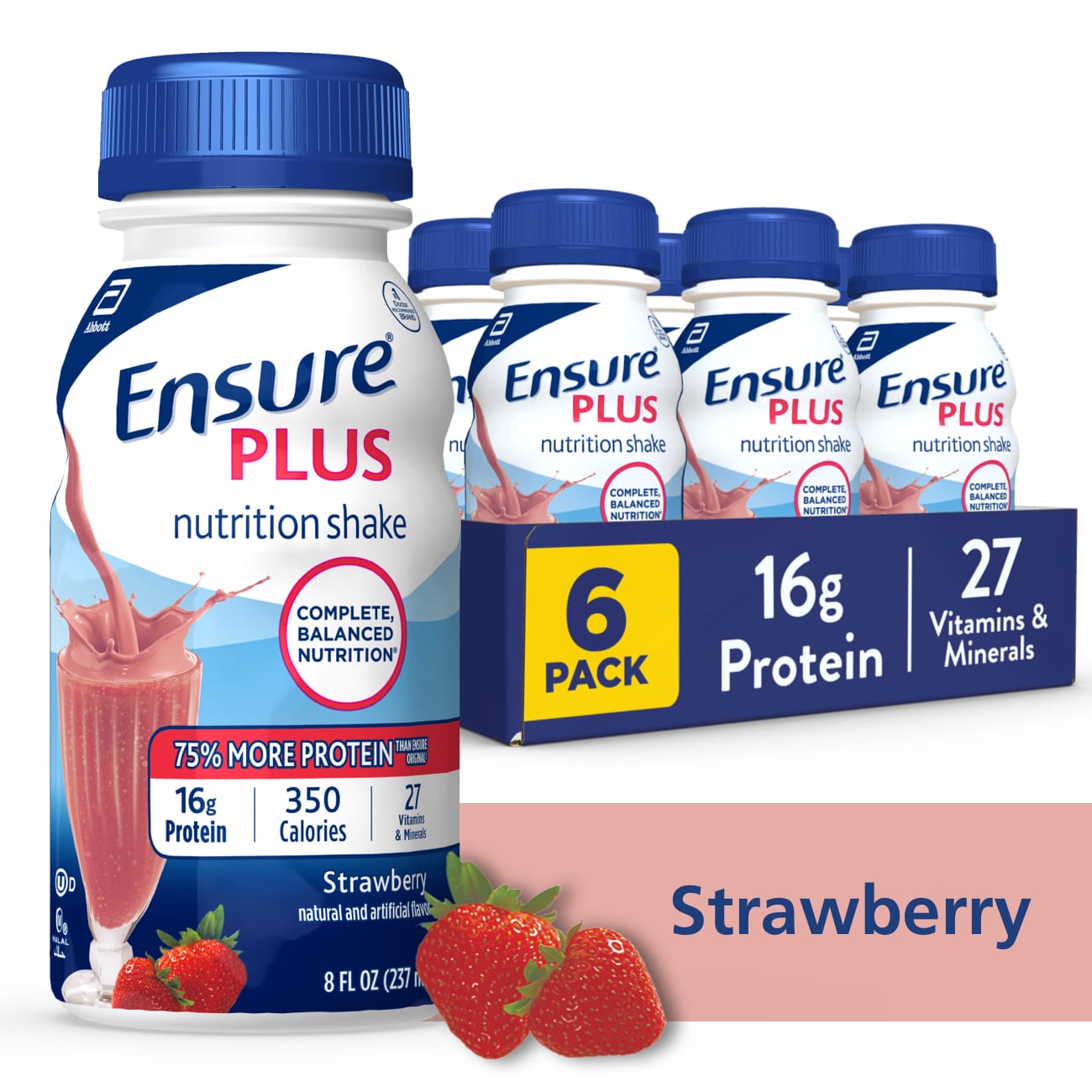 Order Ensure Plus Nutrition Ready-to-Drink Shake, Strawberry, 8 fl oz - 6 ct food online from Rite Aid store, Chino Hills on bringmethat.com