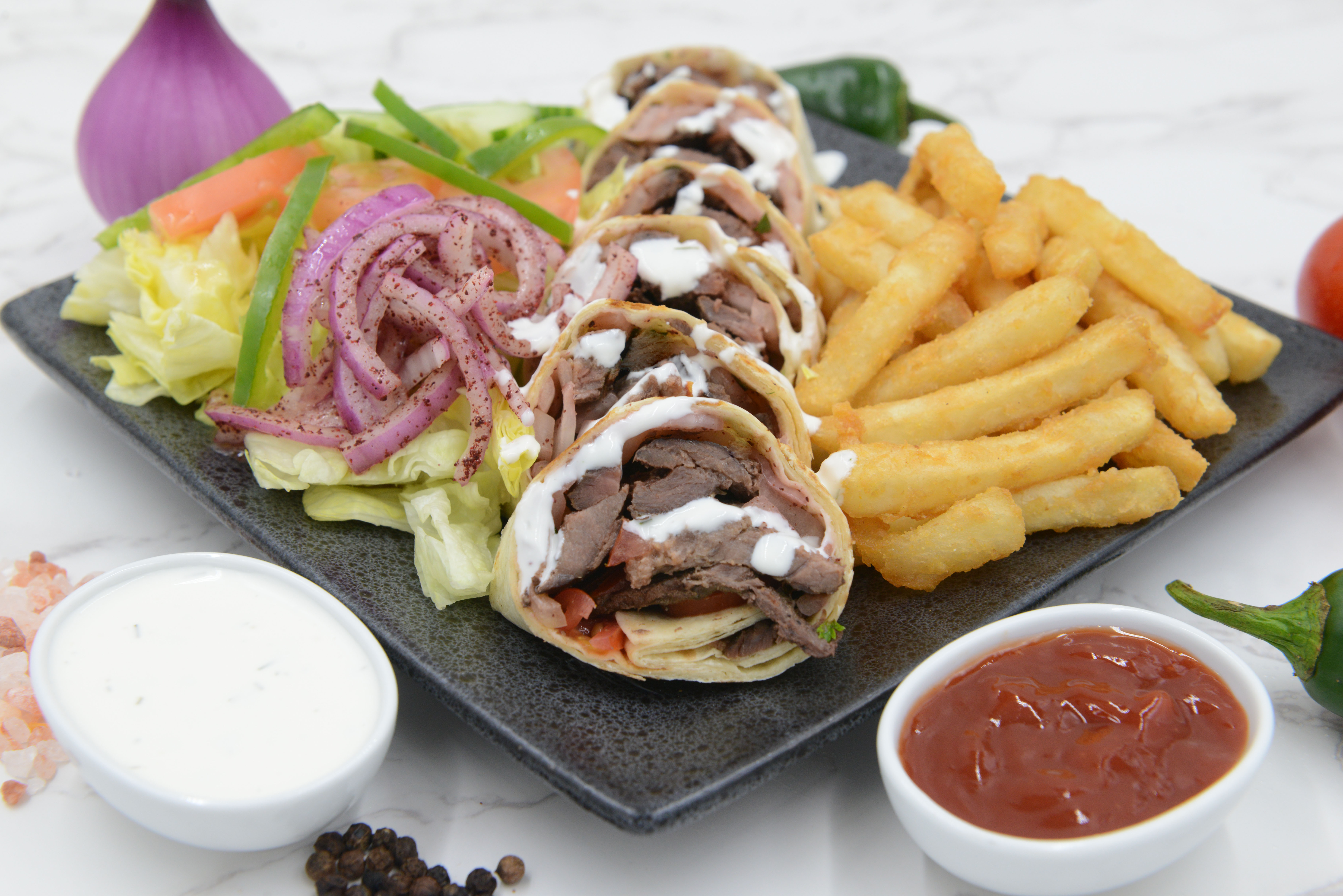 Order Beef Shawarma Meal food online from Jeb Pizza store, Troy on bringmethat.com