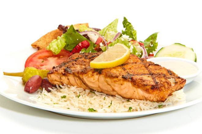 Order Grilled Salmon Feast food online from Taziki Mediterranean Cafe store, Jeffersonville on bringmethat.com