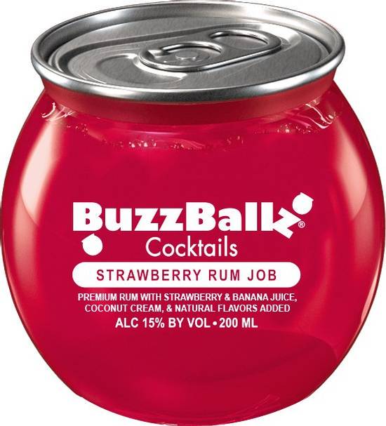 Order Buzz Balls Strawberry Rum Job, 200mL other (15.0% ABV) food online from Mimi Liquor store, Joliet on bringmethat.com