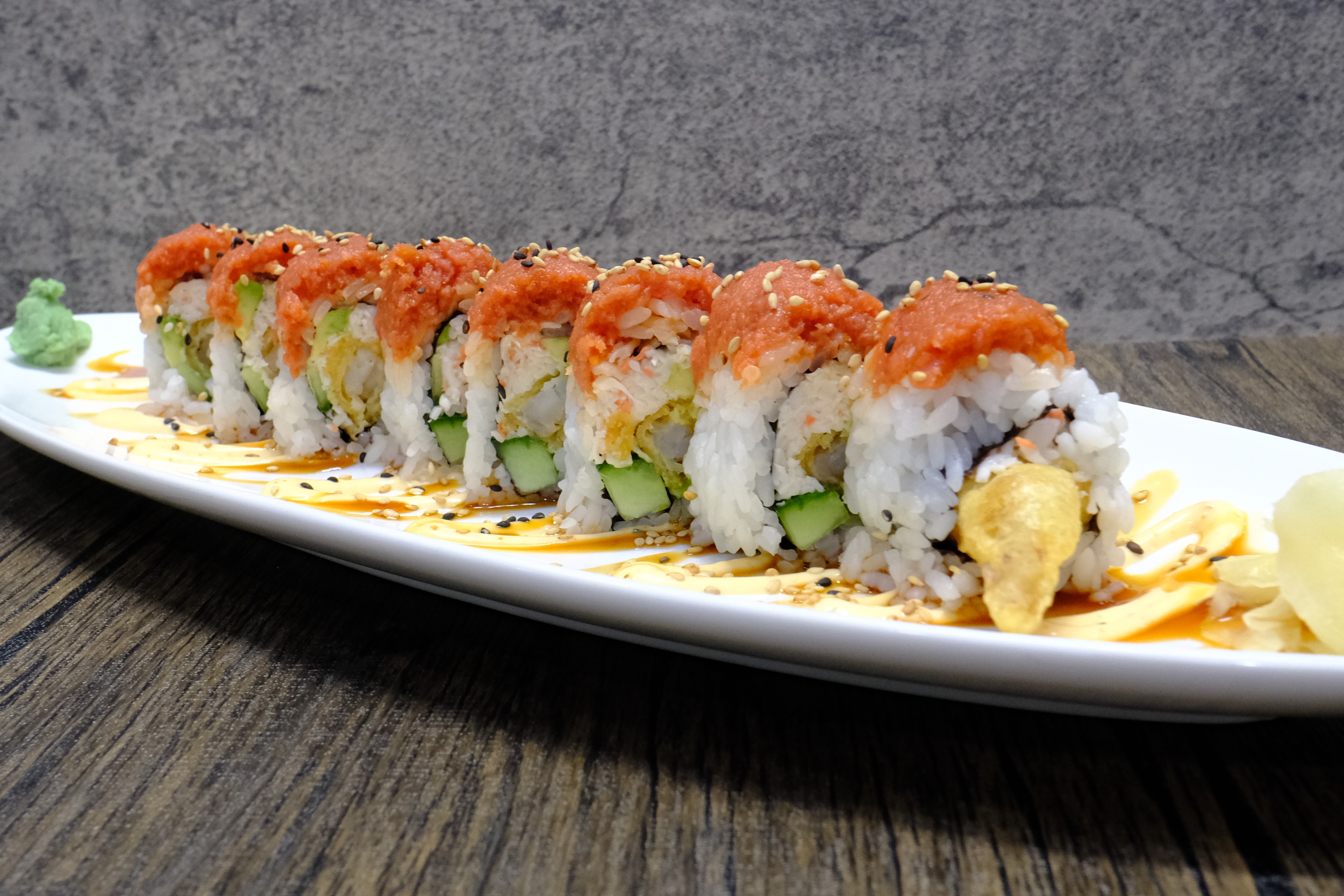 Order Red Dragon Roll food online from Banzai Japanese Bar & Kitchen store, Fresno on bringmethat.com