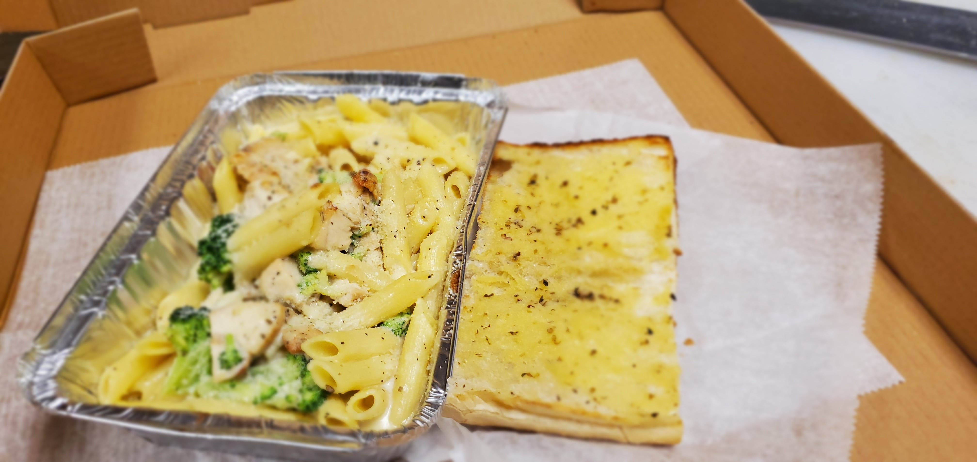 Order Alfredo with Chicken & Broccoli - Entree food online from Apollon Roast Beef & Pizza store, Attleboro on bringmethat.com