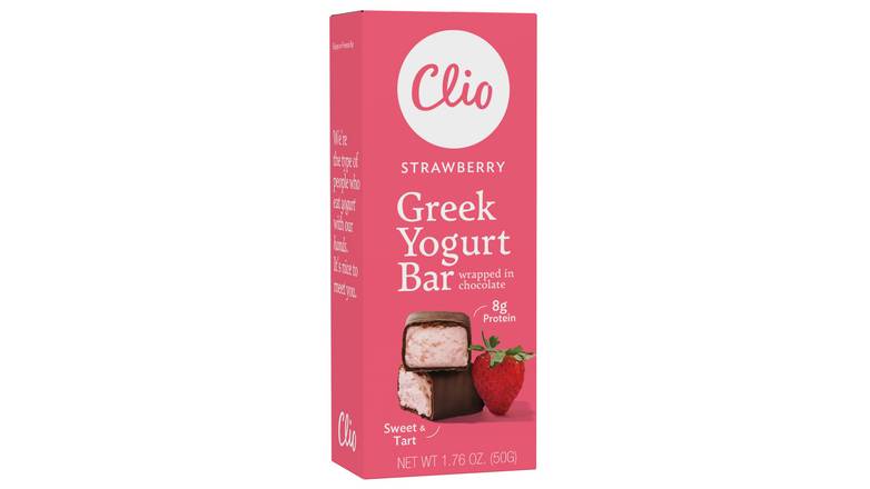 Order Clio Greek Yogurt Bar Strawberry food online from Route 7 Food Mart store, Norwalk on bringmethat.com