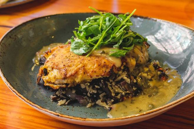 Order Chicken & Portobello Piccata food online from Cafe Benelux store, Milwaukee on bringmethat.com